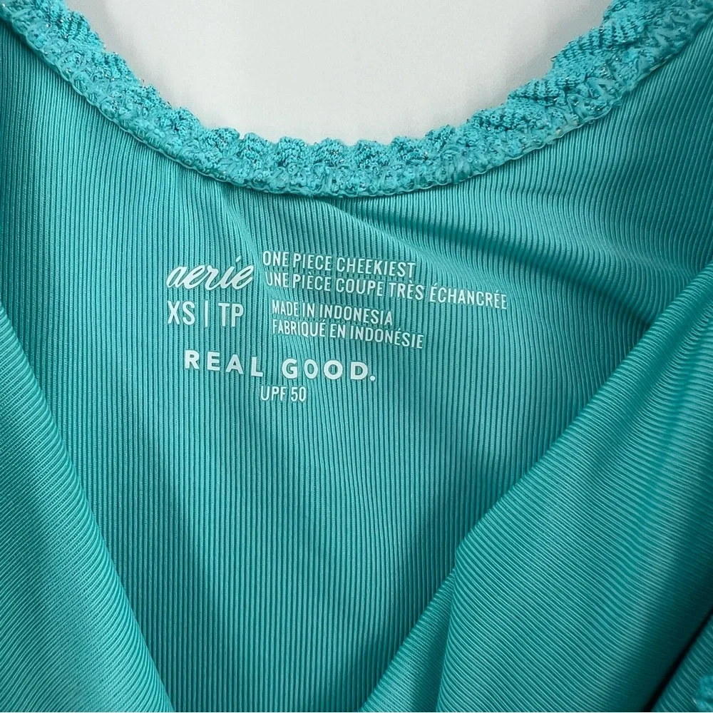 Aerie NWT Shimmery Crinkle Birthday Scoop Cheekiest One Piece Swimsuit Springs
